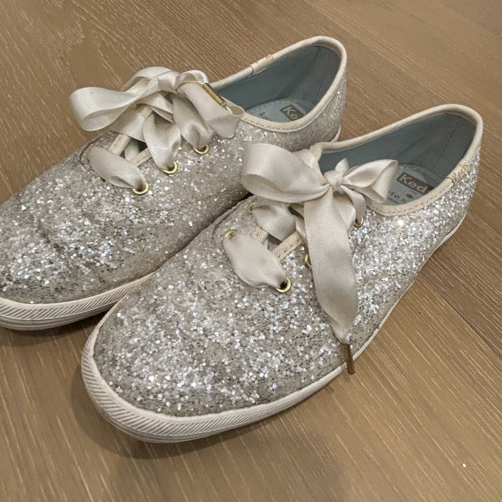 Kate spade X keds Glitter bridal Sneakers with Satin Laces